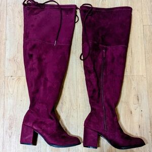 Boots Over the Knee Wine Boots